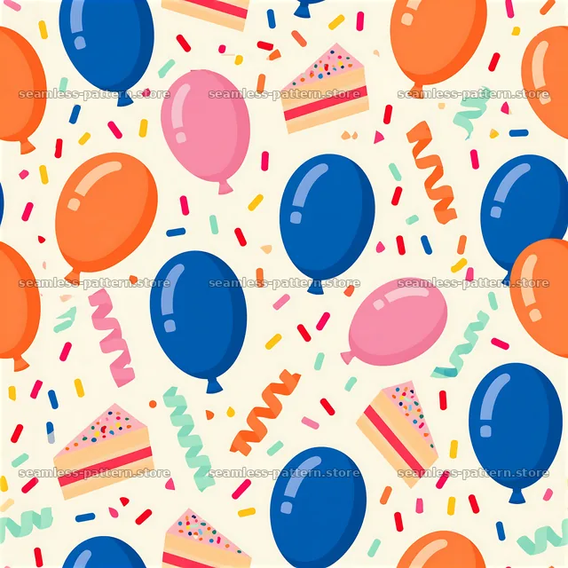 Bright balloons and festive cake decorations tileable pattern — seamless tileable pattern