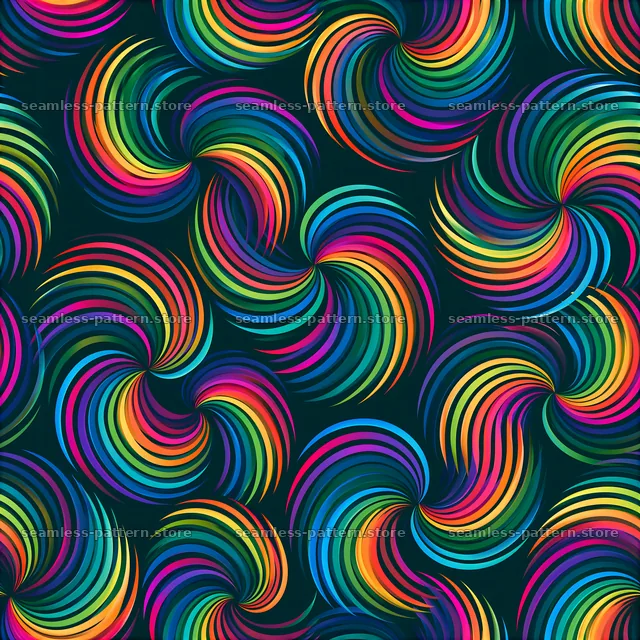 Bold rainbow arcs seamless pattern on dark background — seamless tileable pattern