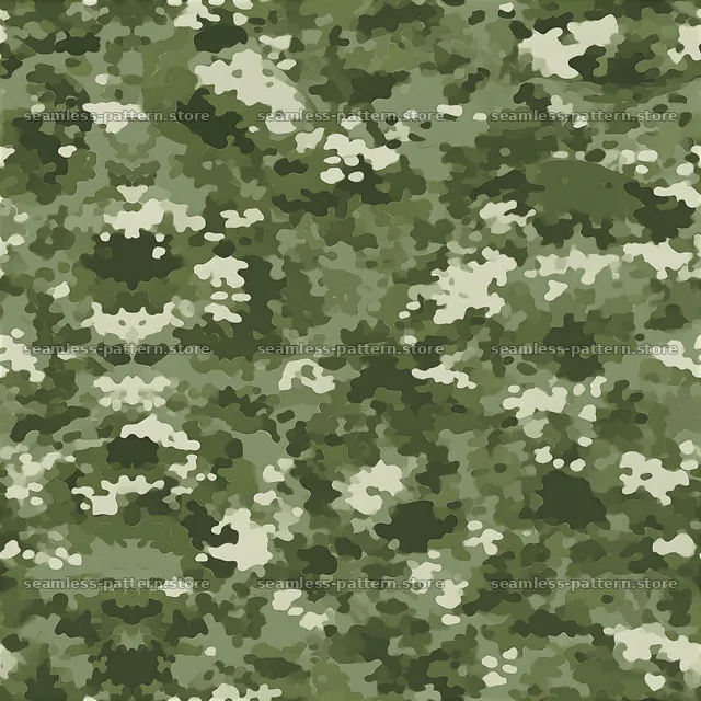 Seamless camouflage pattern with military green patches — seamless tileable pattern