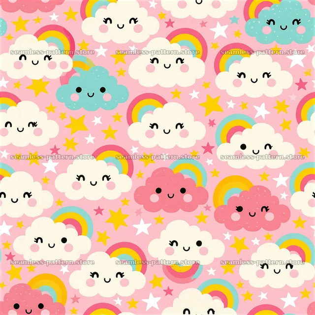 Happy cloud seamless pattern for kids — seamless tileable pattern