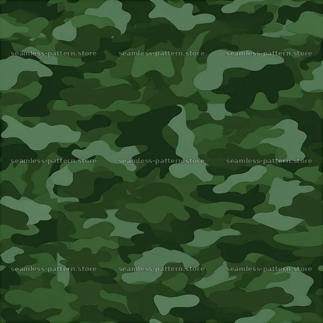 Forest green camouflage repeat pattern with layered shapes — seamless tileable pattern