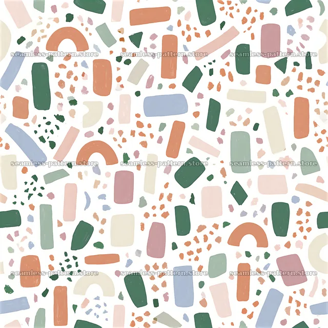 Dynamic confetti repeat pattern of colorful shapes and lines — seamless tileable pattern